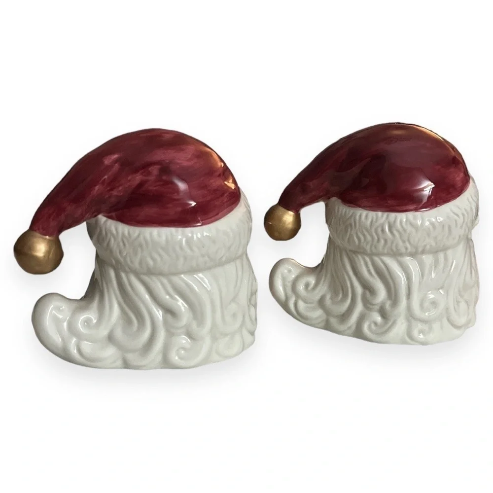 Vintage Big Ceramic Santa Claus Head Salt & Pepper Shakers Hand‎ Painted 4” H